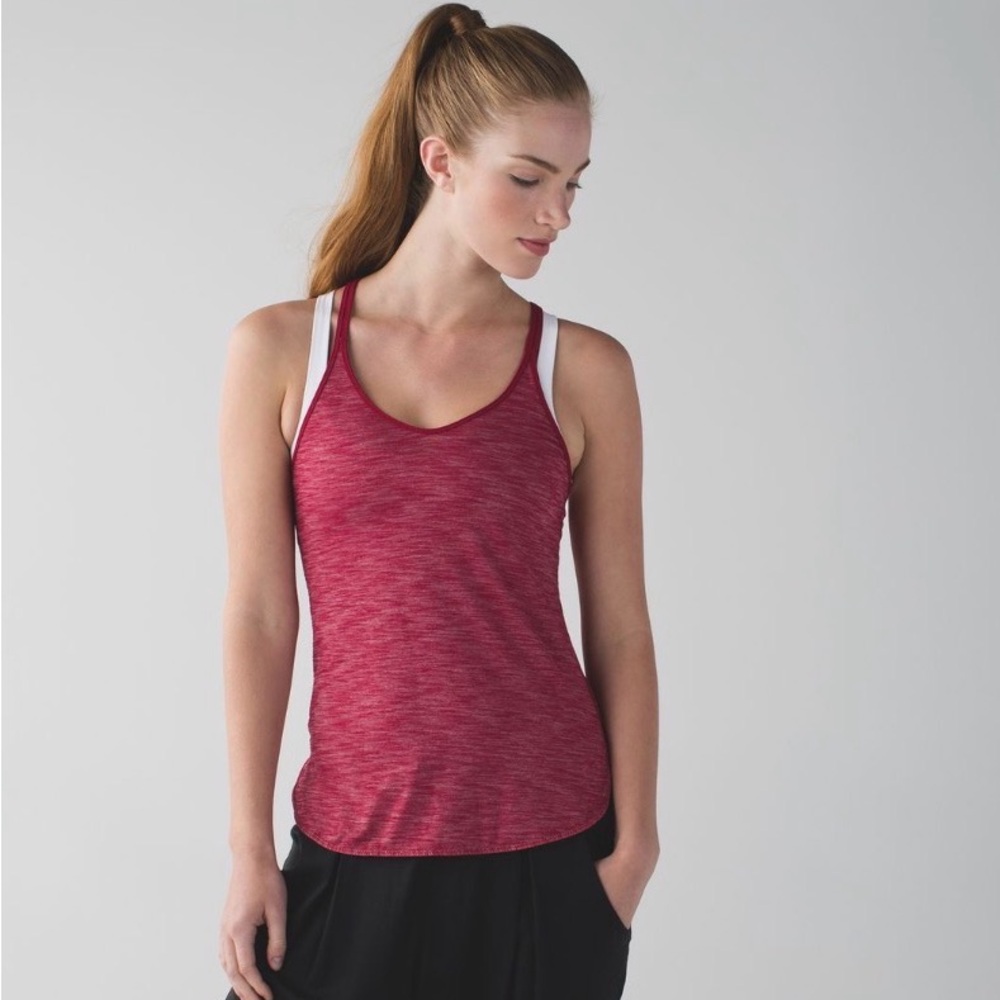 Lululemon What The Sport Singlet II Heathered Cranberry Tank Top